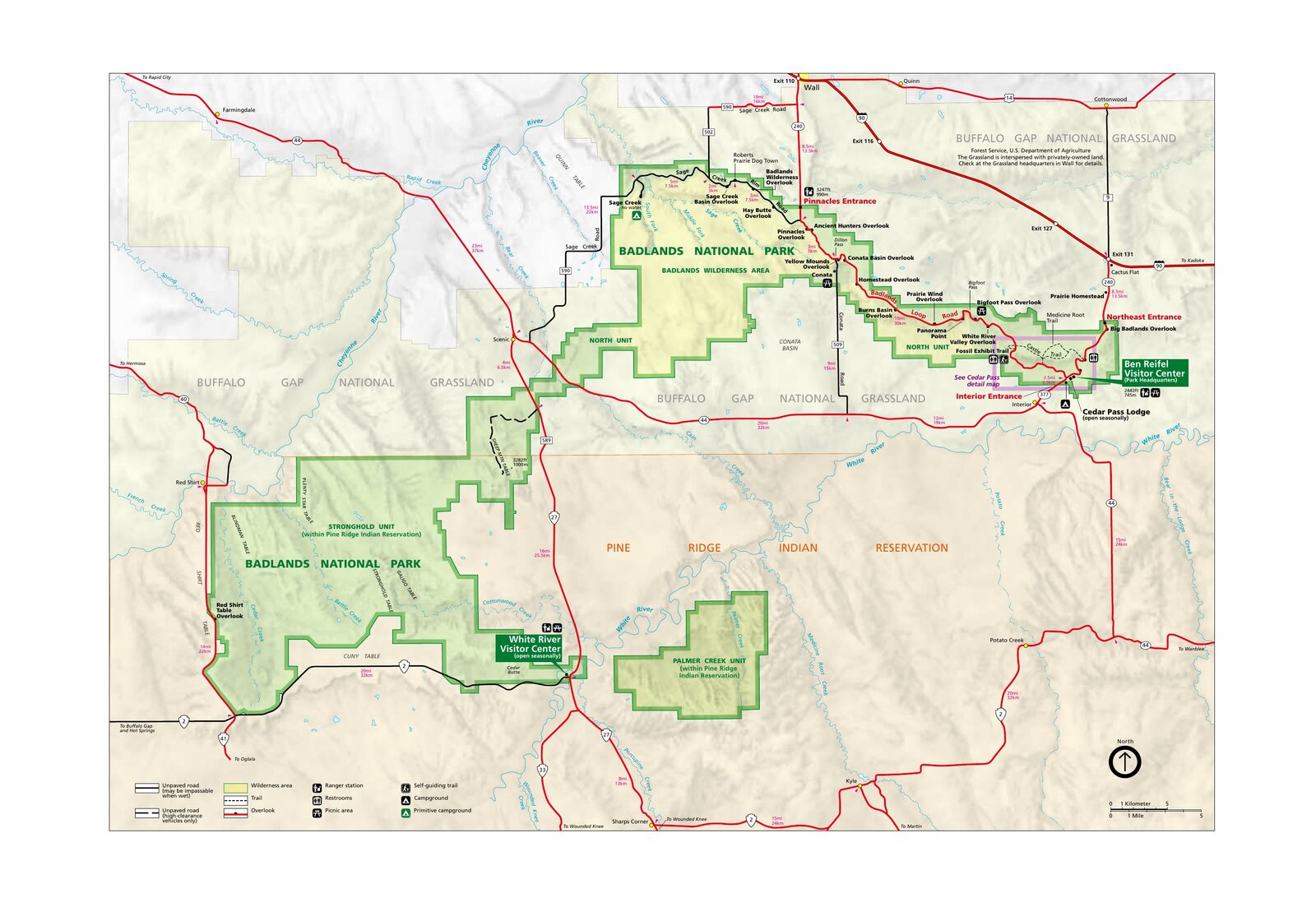Official NPS map of Badlands (Unigrid)