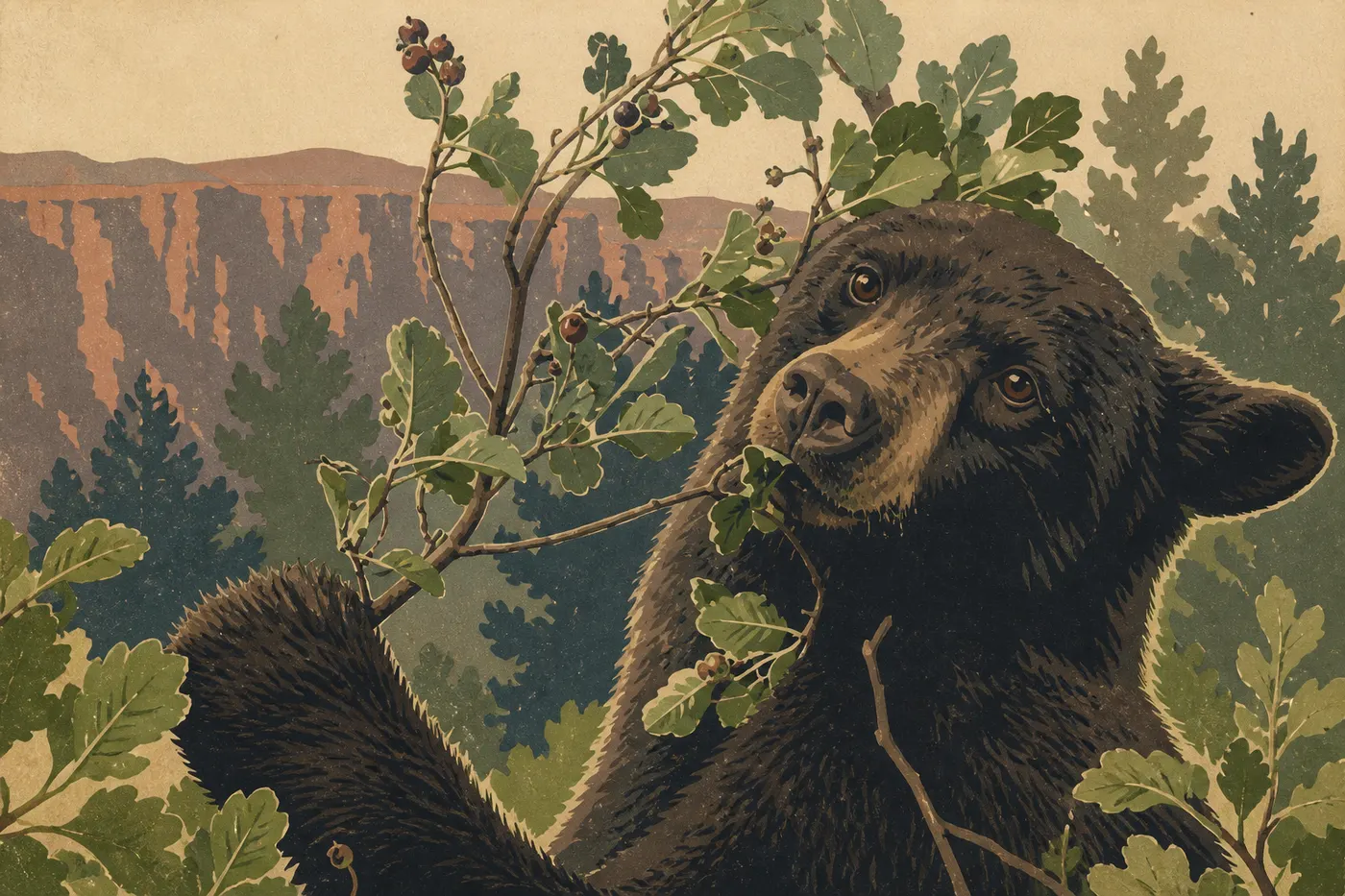 Screen-printed illustration: Black Bear (Ursus americanus)