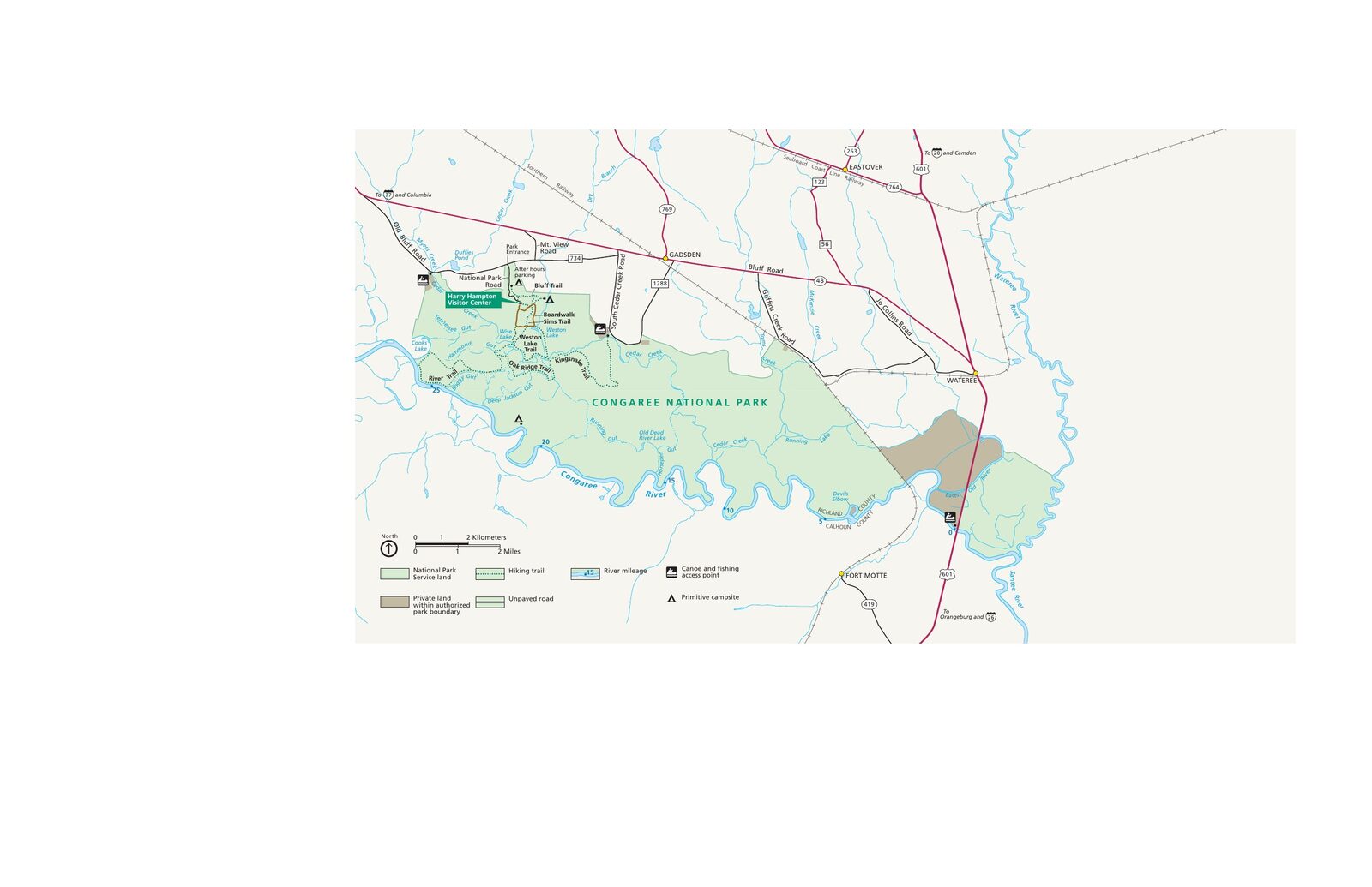 Official NPS map of Congaree (Unigrid)