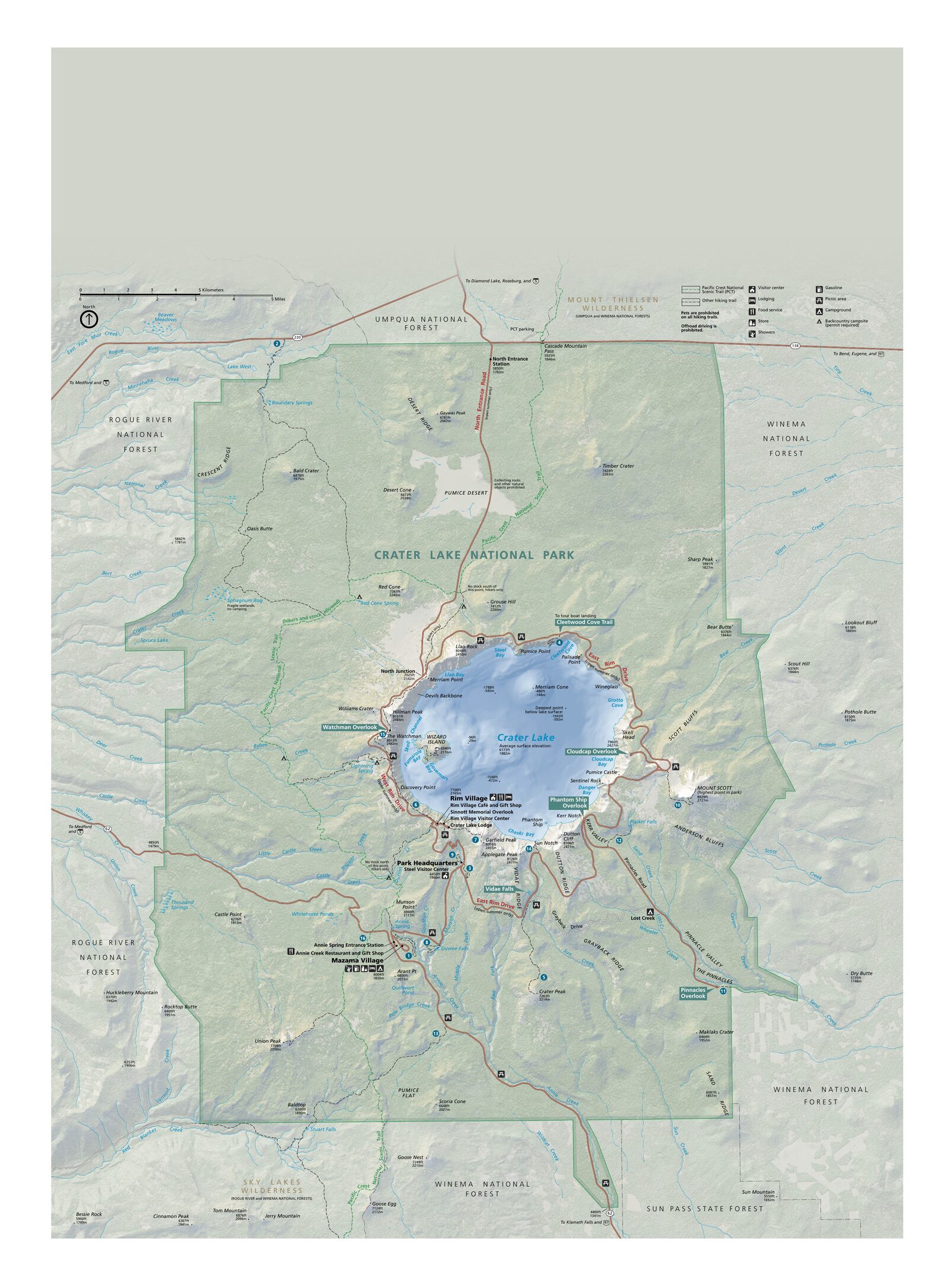 Official NPS map of Crater Lake (Unigrid)