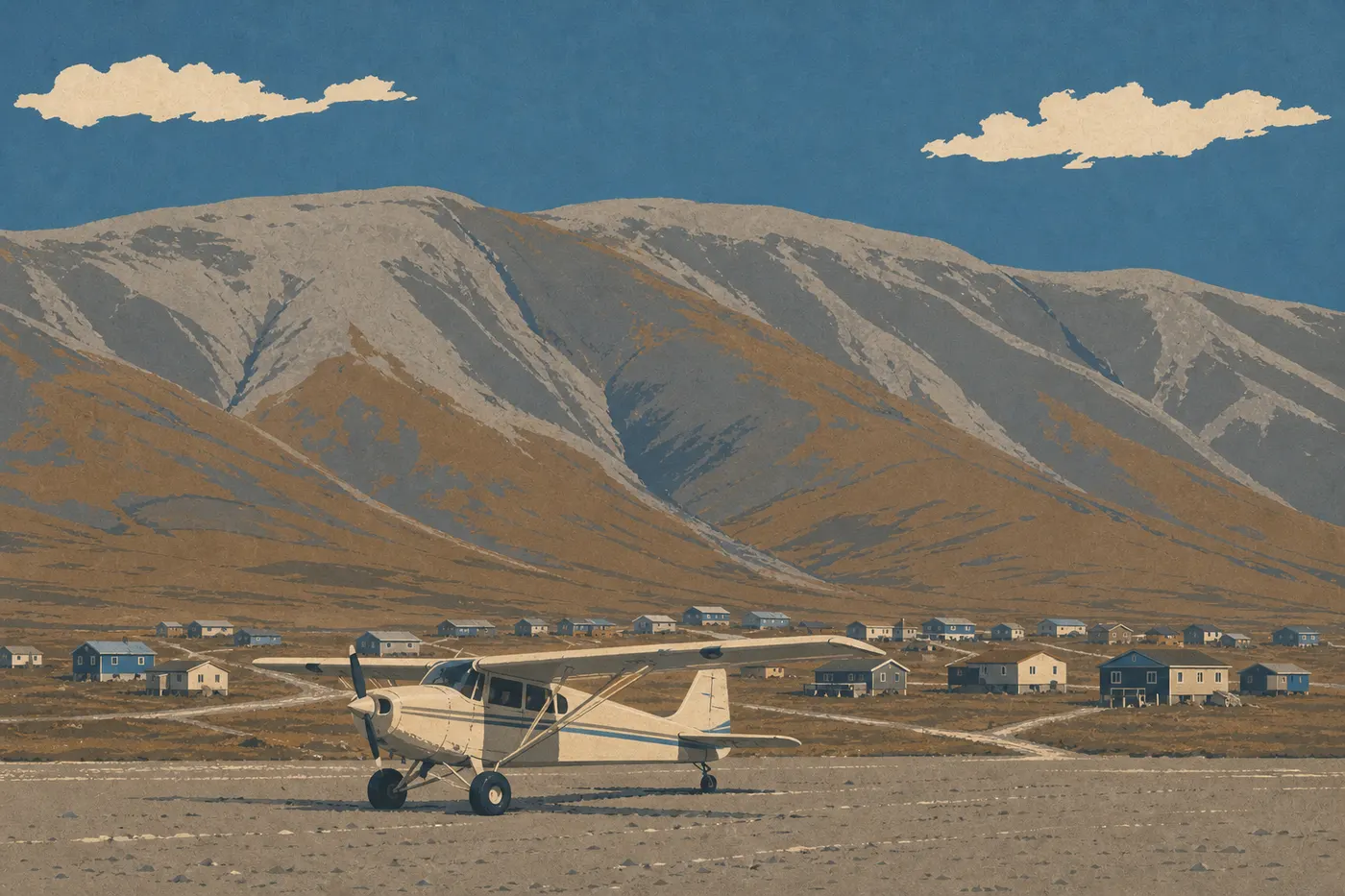 Illustration sérigraphiée : Anaktuvuk Pass : le village du bout du monde