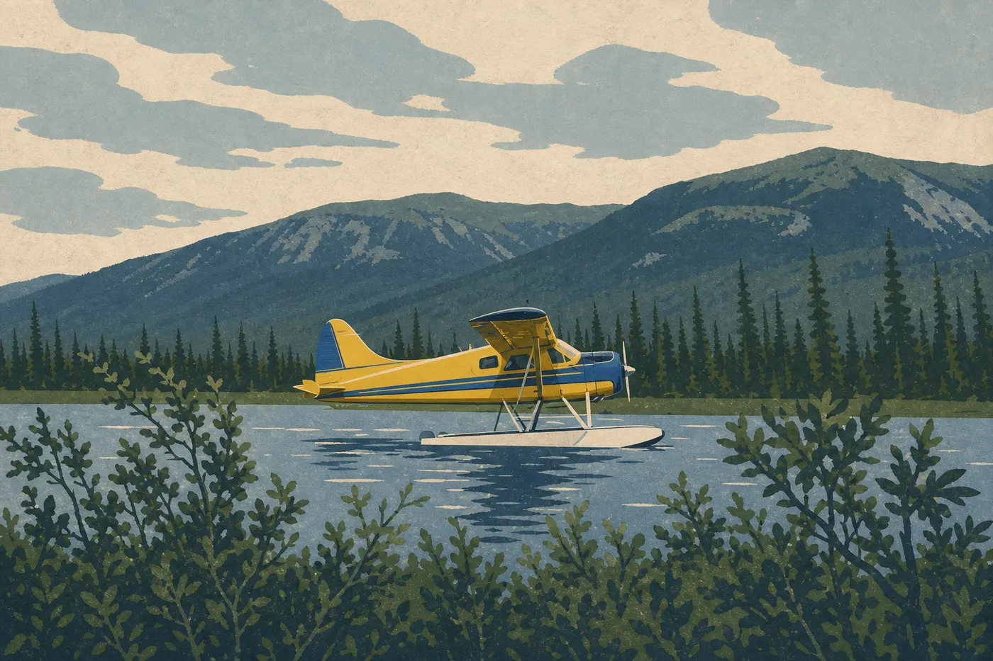 Illustration sérigraphiée : Walker Lake et le corridor Alatna : pagaie et silence