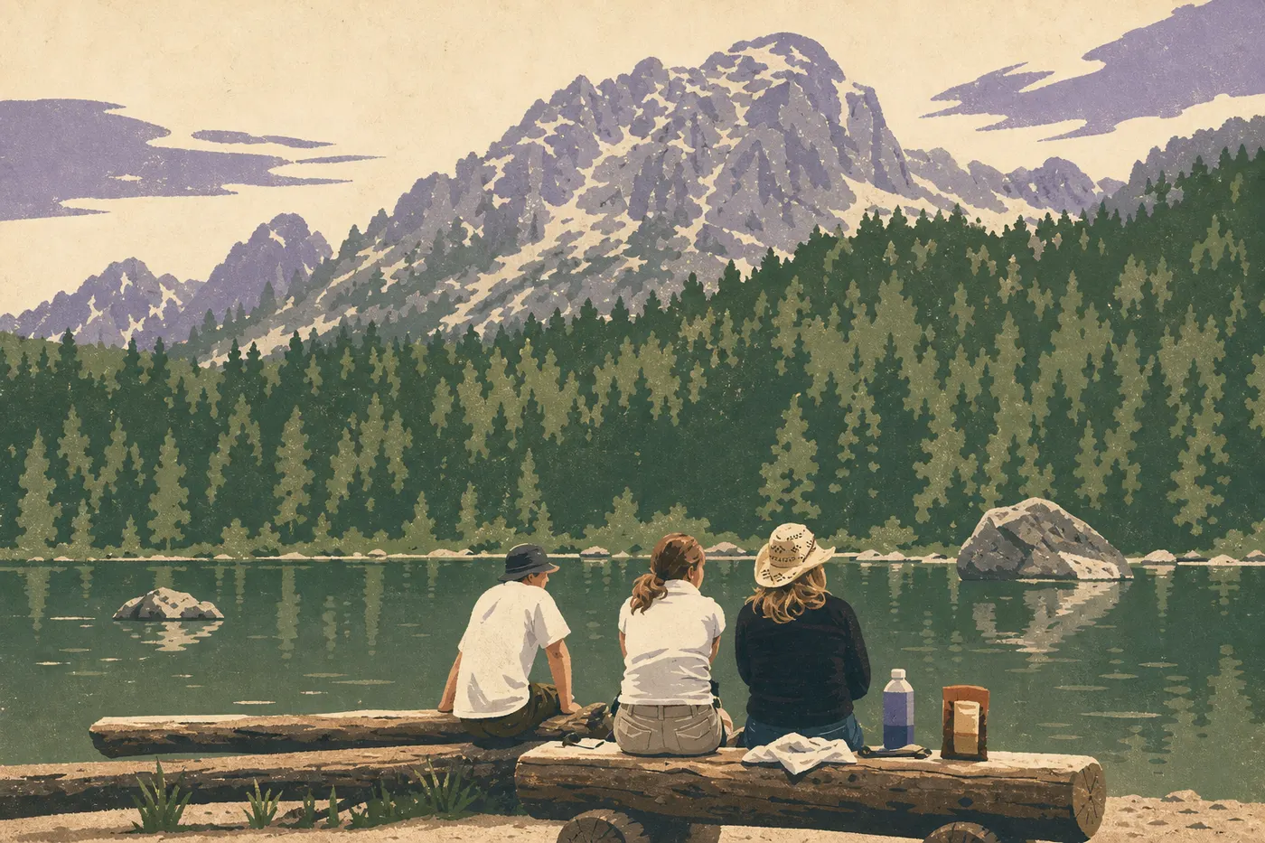 Illustration sérigraphiée : Jenny Lake et le secteur centre-ouest