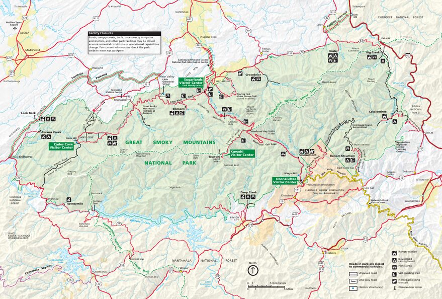 Official NPS map of Great Smoky Mountains (Unigrid)