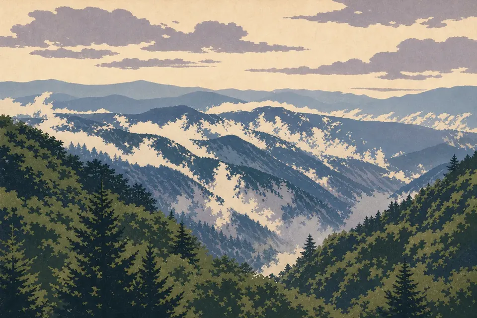 Illustrated poster of Great Smoky Mountains