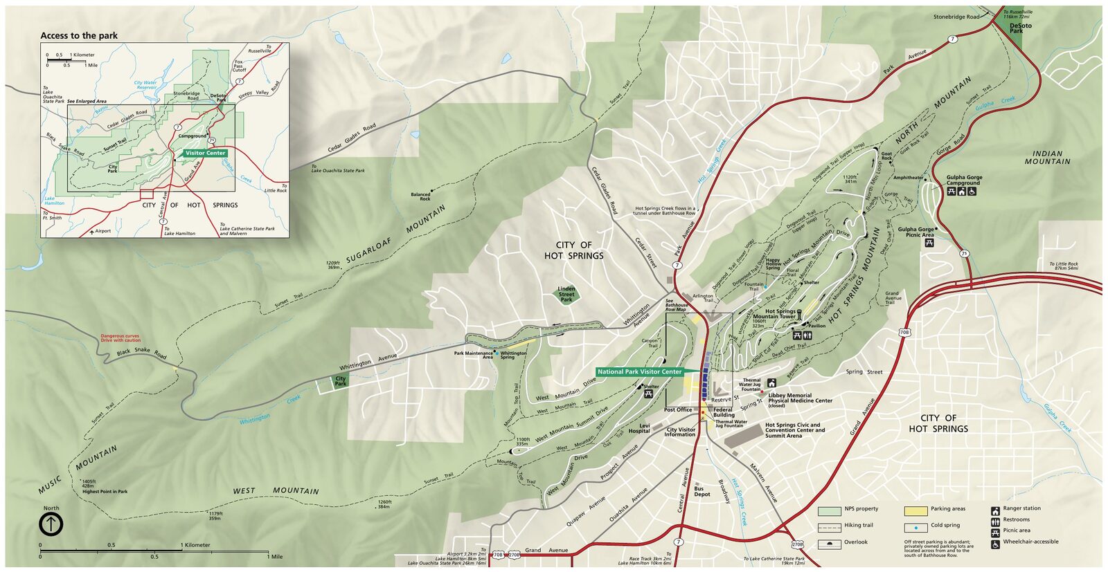 Official NPS map of Hot Springs (Unigrid)