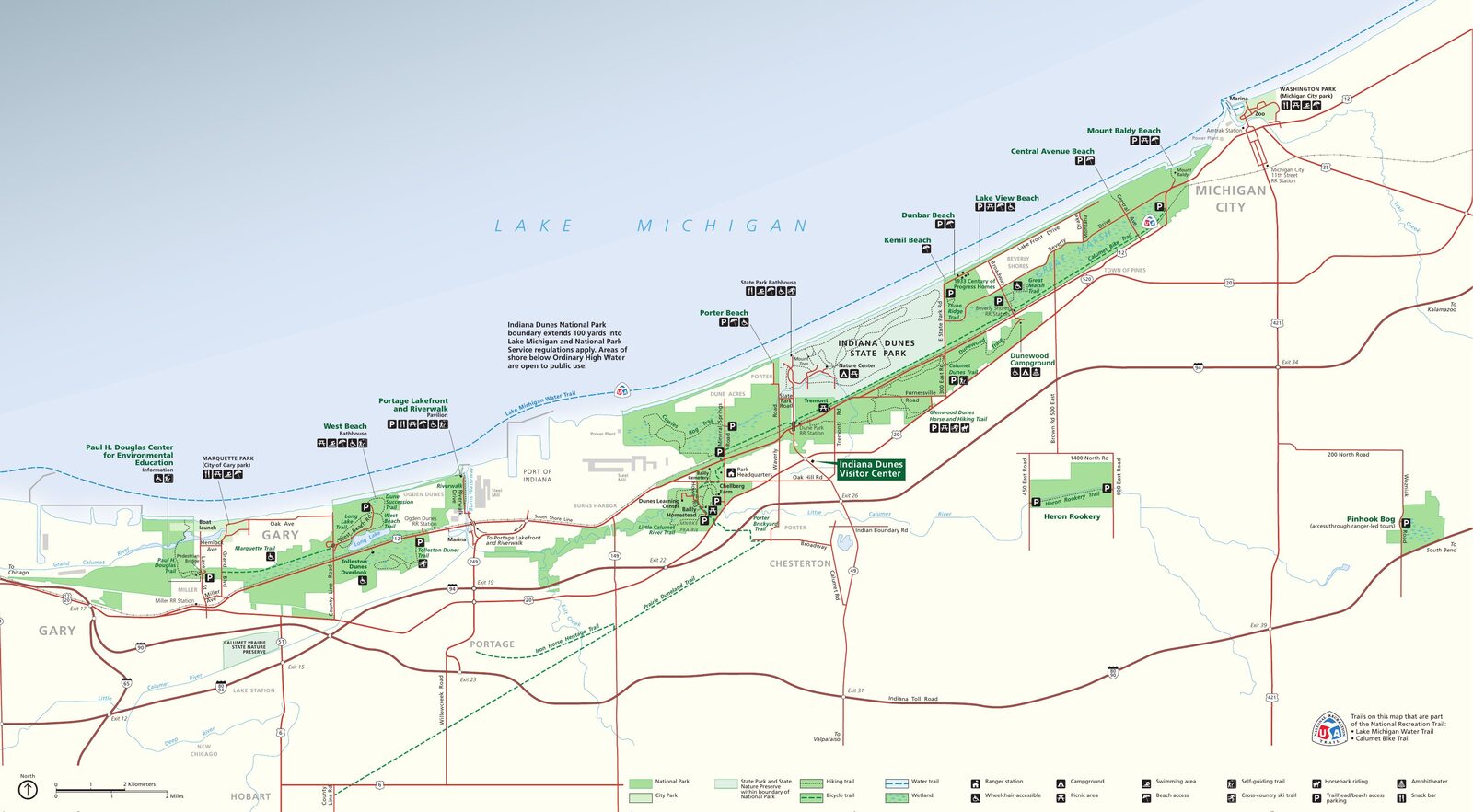 Official NPS map of Indiana Dunes (Unigrid)
