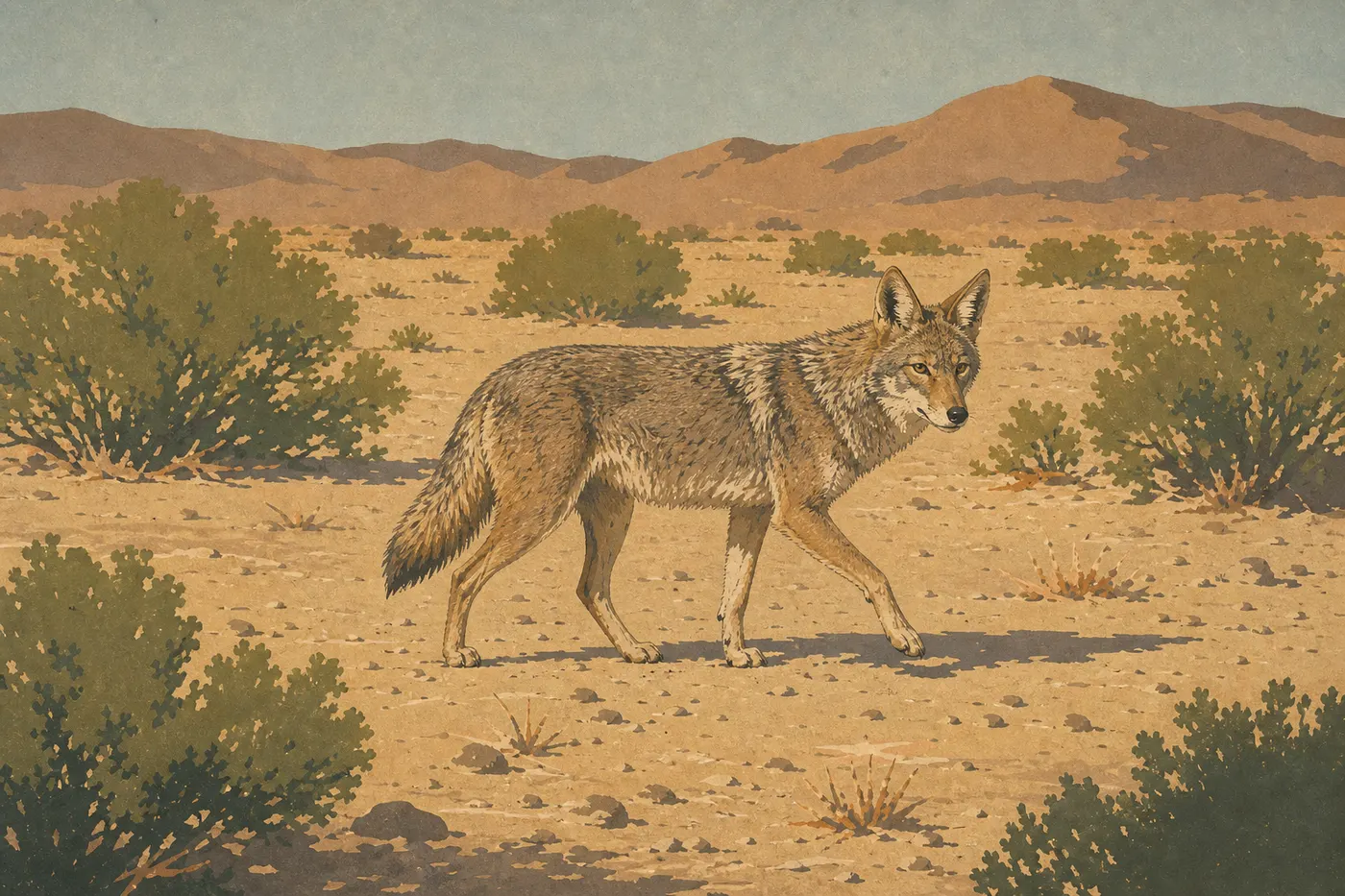 Illustration sérigraphiée : Le coyote