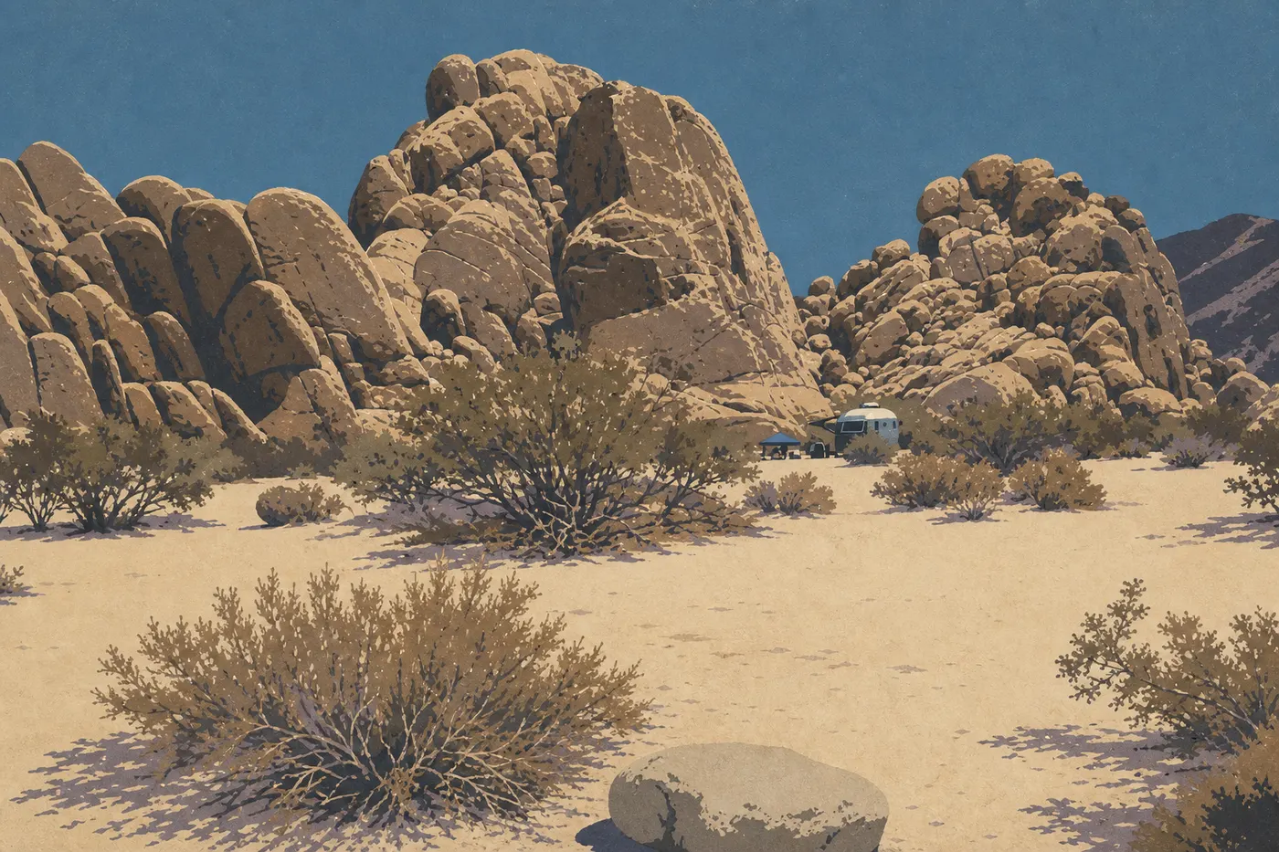 Illustration sérigraphiée : Secteur nord-ouest : Indian Cove et Black Rock Canyon