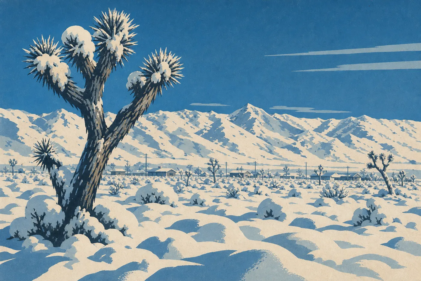 Screen-printed illustration: Winter (December–February)