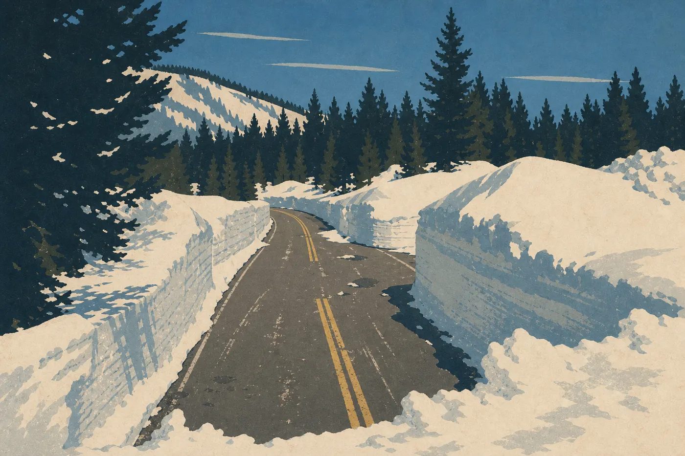 Screen-printed illustration: Spring (April to June)