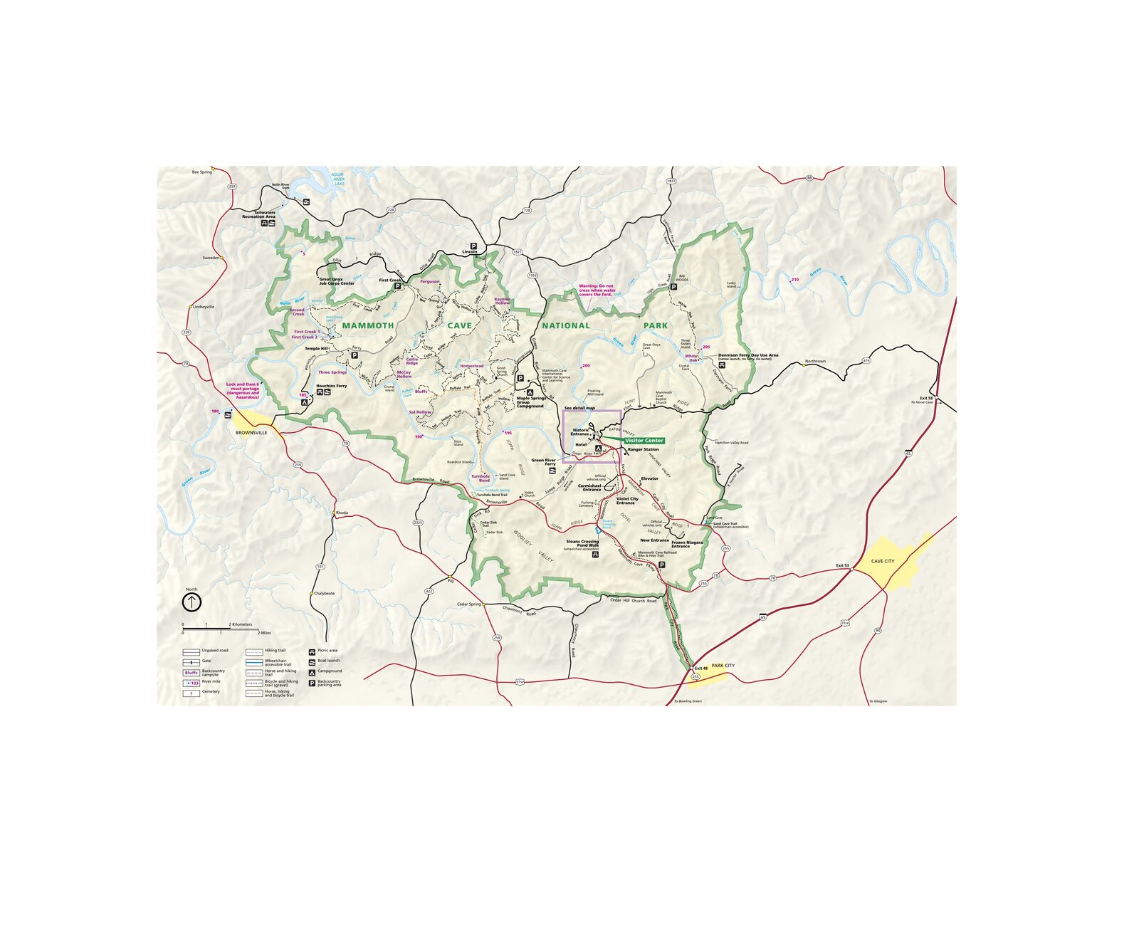 Official NPS map of Mammoth Cave (Unigrid)