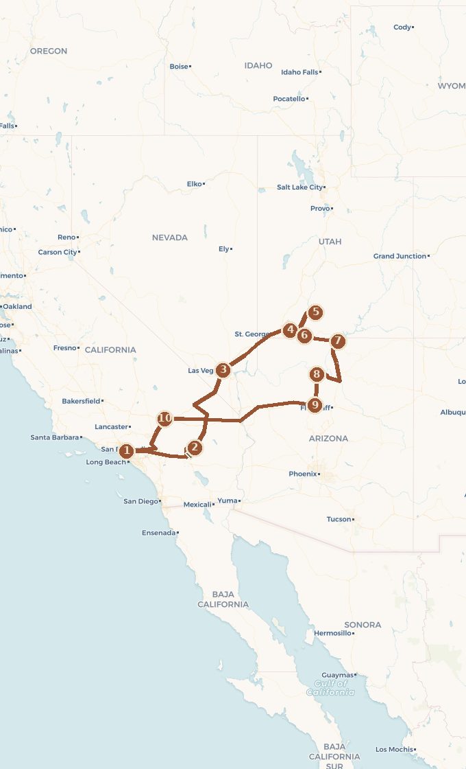Carte du tracé : L’Ouest en camping-car