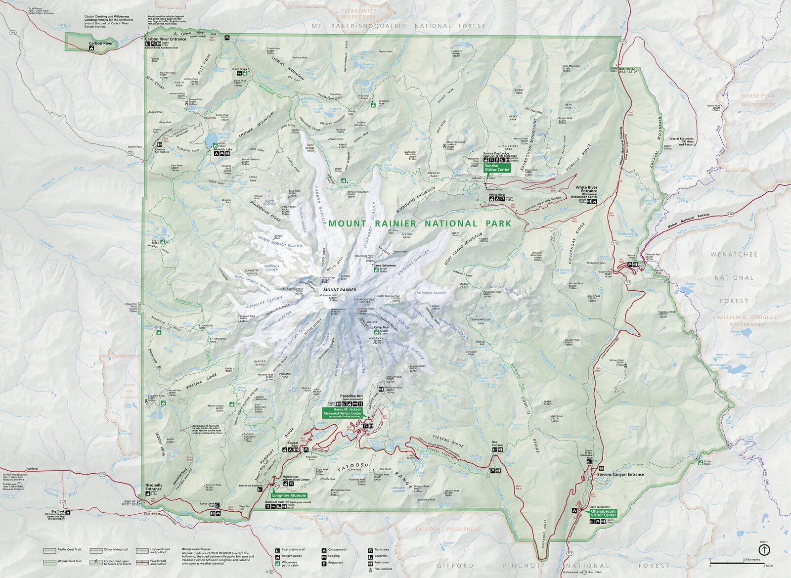 Official NPS map of Mount Rainier (Unigrid)