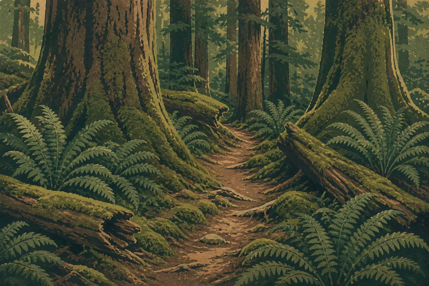 Screen-printed illustration: Carbon River (Northwest Area)