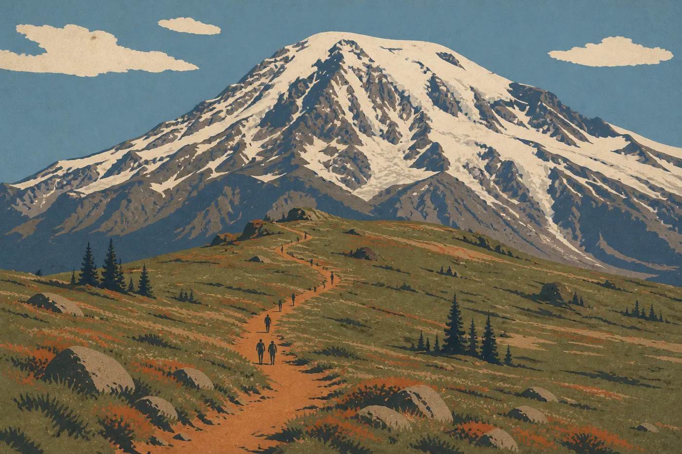 Screen-printed illustration: Sunrise (Northeast Area, 6,400 Feet)