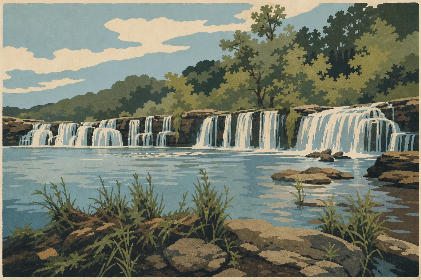 Screen-printed illustration: Summer (June to August)