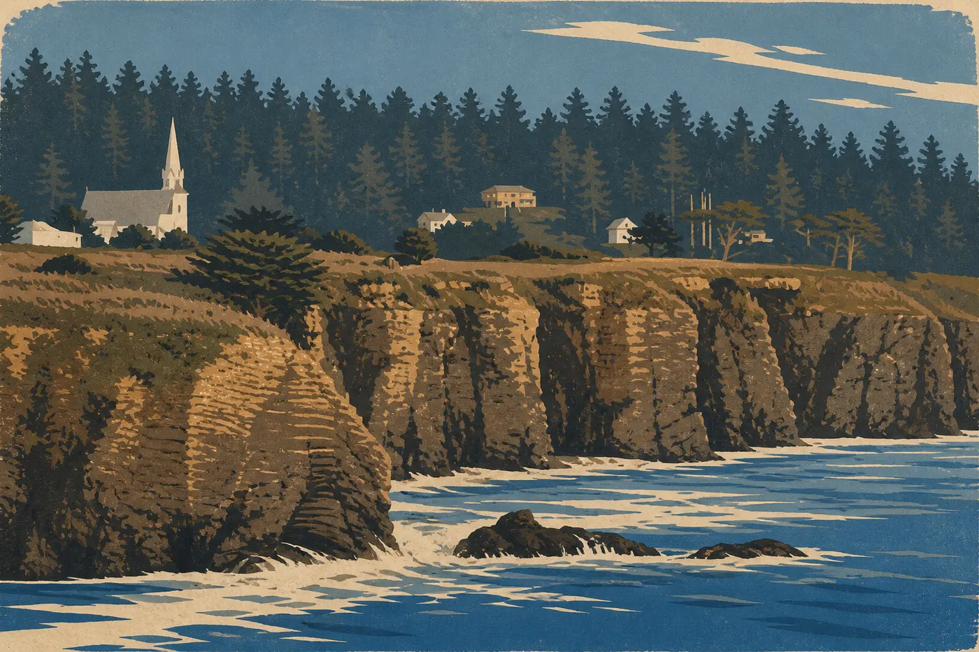 Les falaises sans garde-corps de la côte de Mendocino.