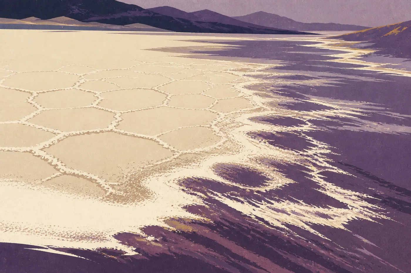 La croûte de sel hexagonal de Badwater Basin, point le plus bas d’Amérique du Nord.