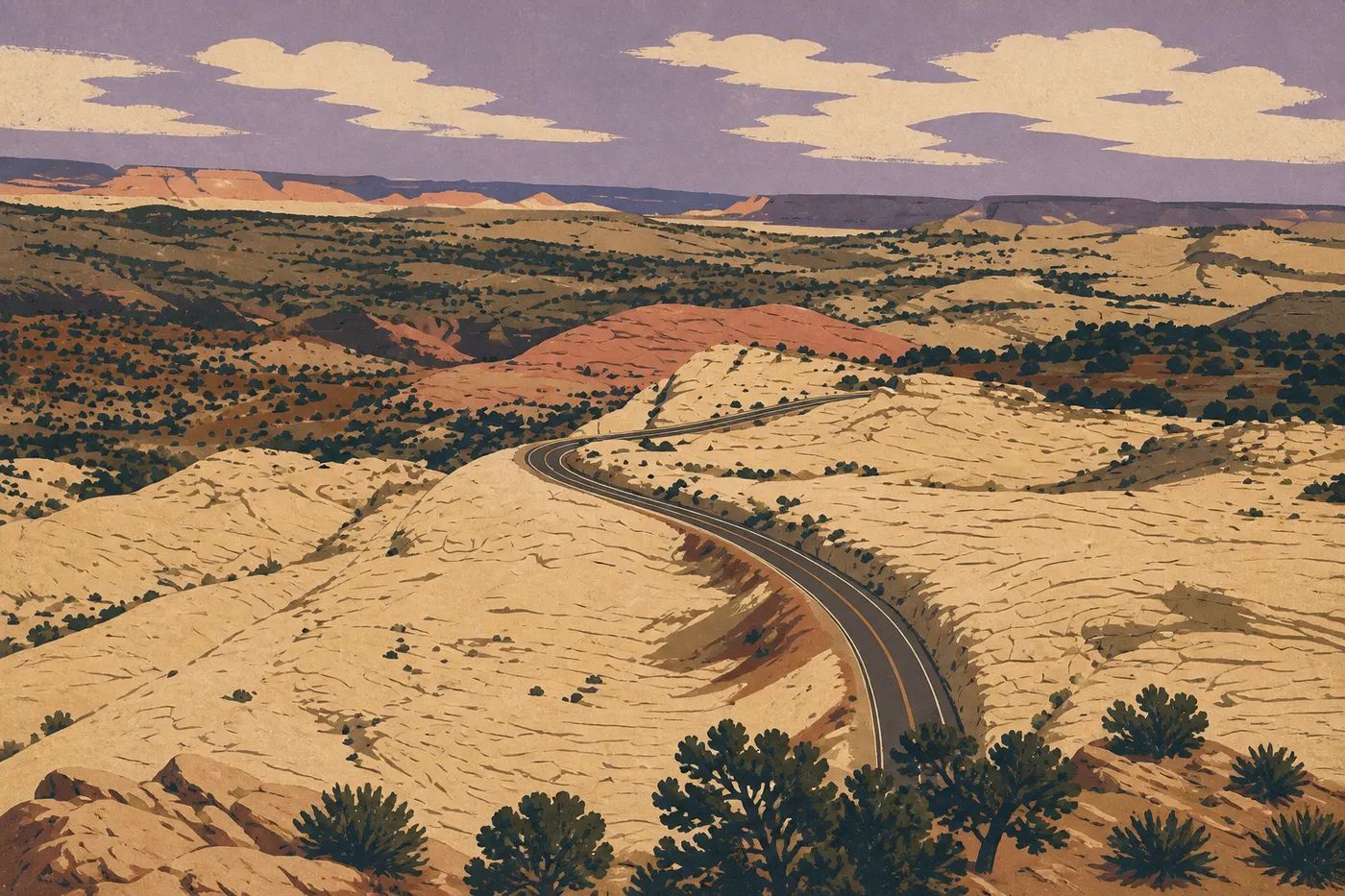 La Scenic Byway 12 serpente dans les dômes de grès du Grand Staircase-Escalante.