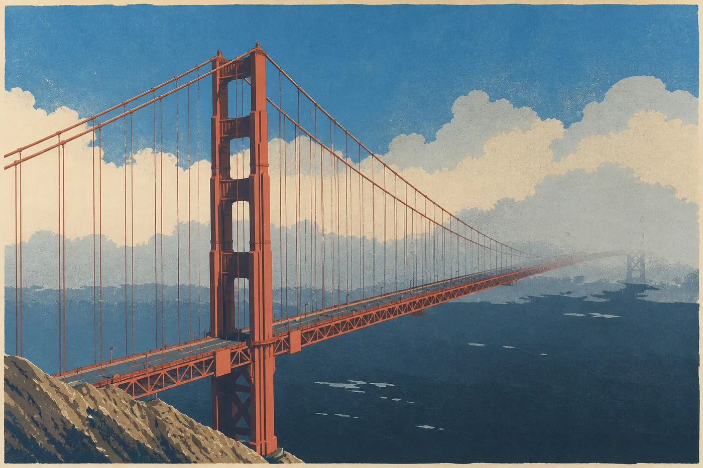 Le Golden Gate émerge de la brume au-dessus de la baie de San Francisco.