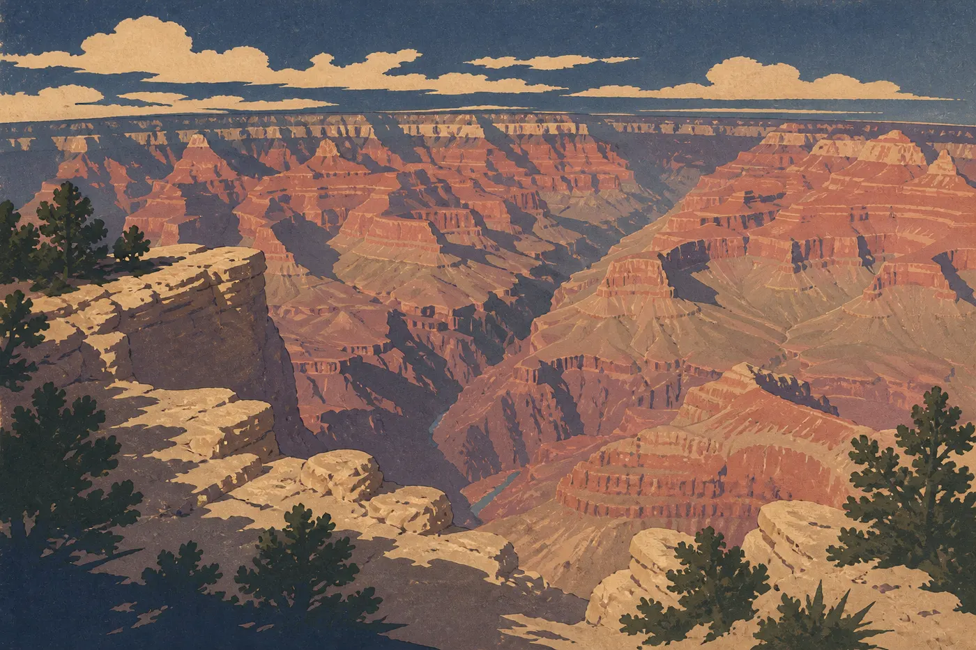 Le lever du soleil sur la rive sud du Grand Canyon depuis Mather Point.