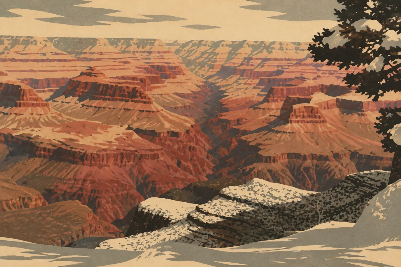 La rive sud du Grand Canyon depuis Yavapai Point, à portée de Trailer Village.