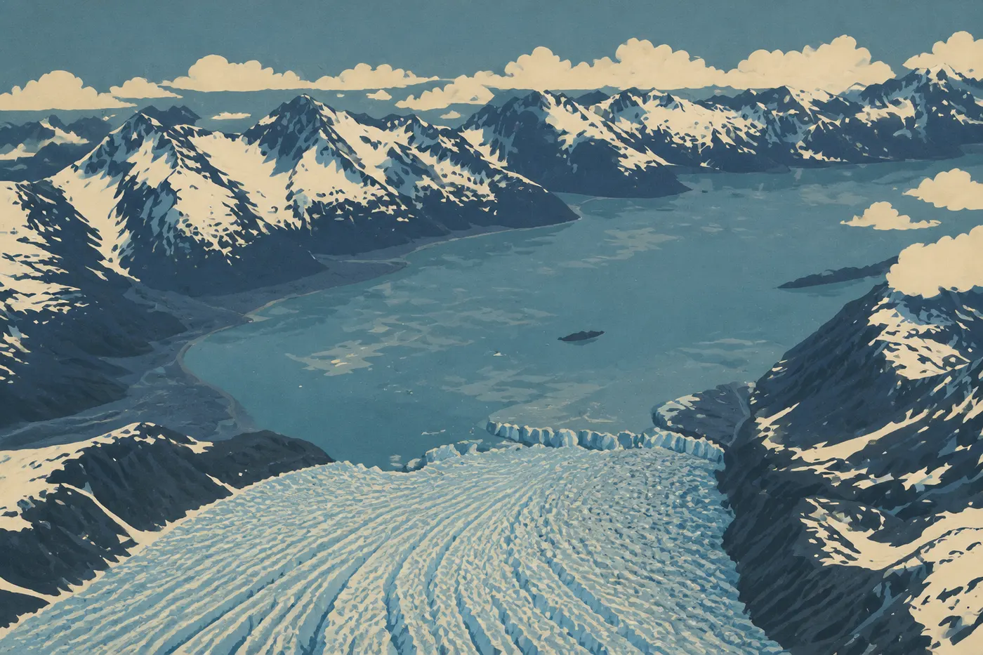 Un glacier de marée plonge dans la baie d’Aialik, parc national de Kenai Fjords.
