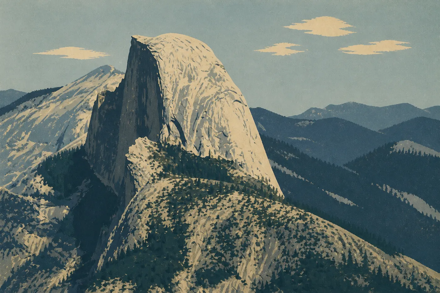 Depuis Glacier Point, Half Dome domine toute la haute Sierra.