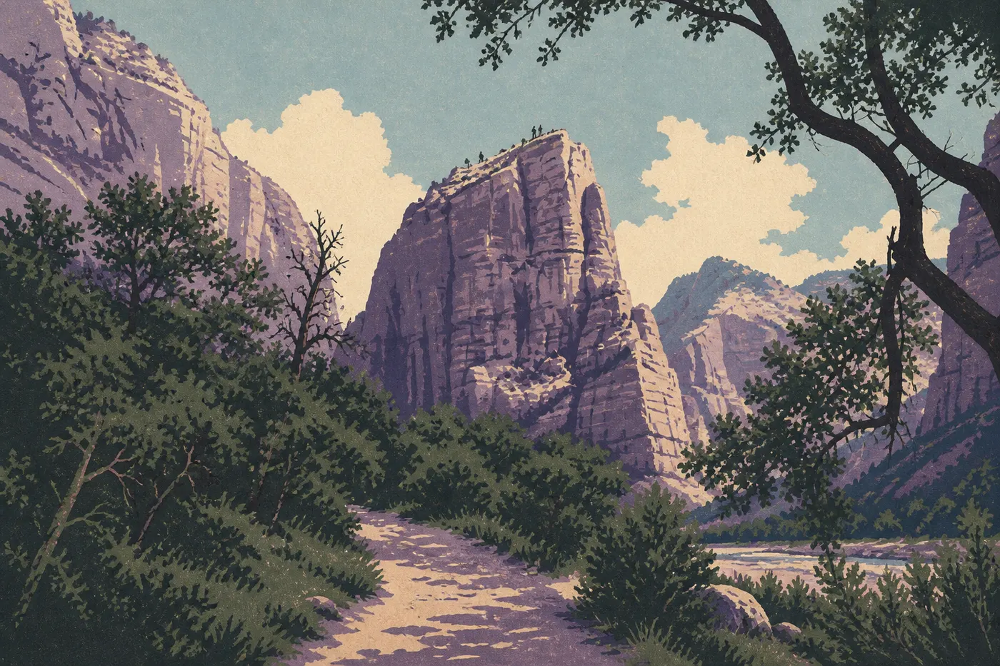 L’arête à chaînes d’Angels Landing, jetée au-dessus du canyon de Zion.