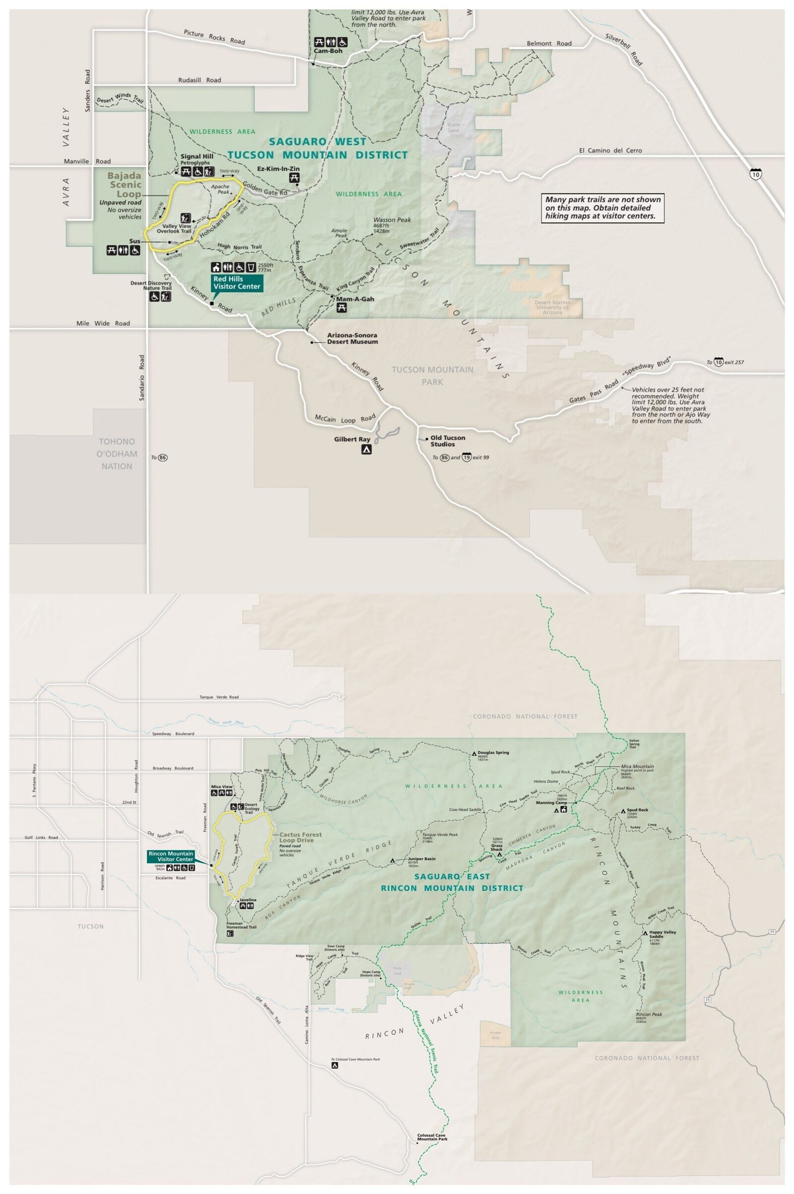 Official NPS map of Saguaro (Unigrid)