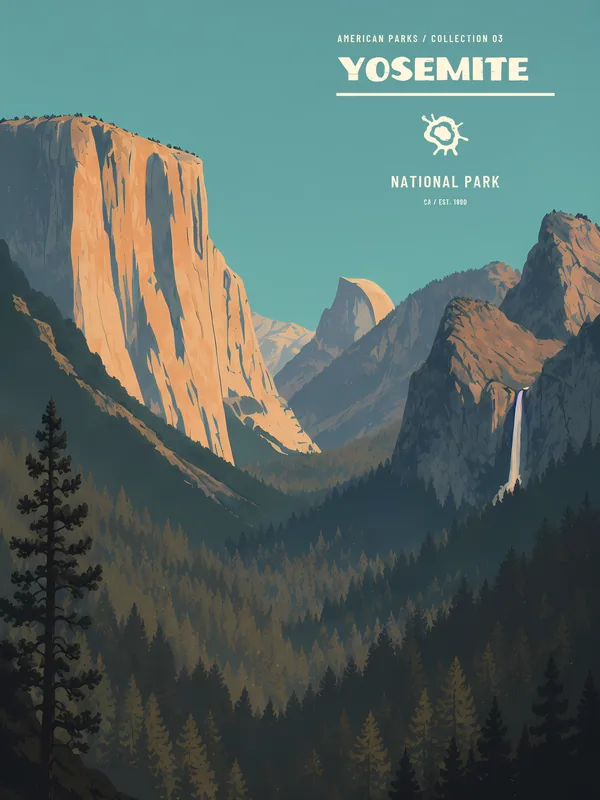 Poster Yosemite National Park, American Parks