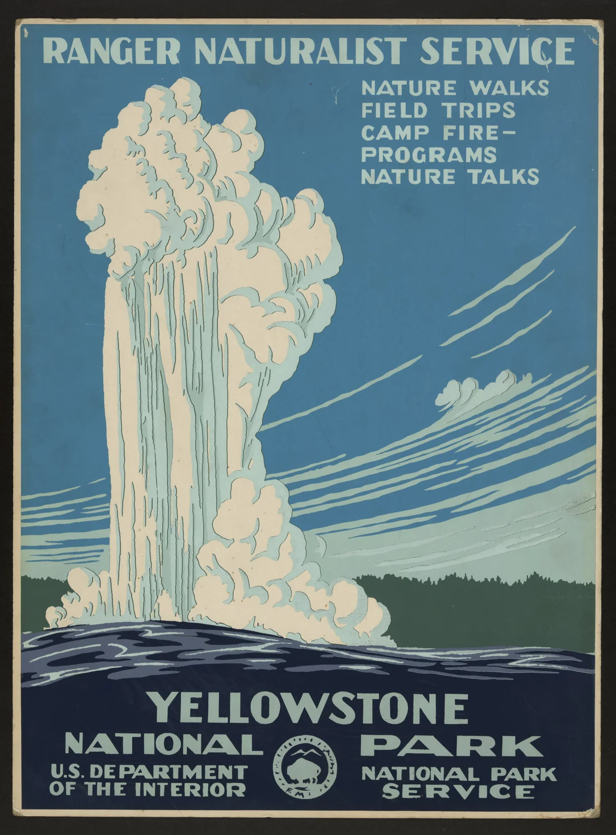 Yellowstone National Park, Ranger Naturalist Service (Old Faithful), C. Don Powell, vers 1938