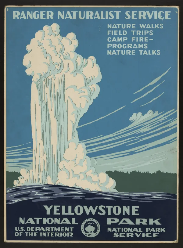 Yellowstone National Park, Ranger Naturalist Service (Old Faithful), C. Don Powell, vers 1938